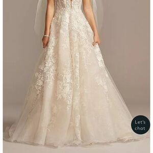 Oleg Cassini Cream Floral Wedding Gown